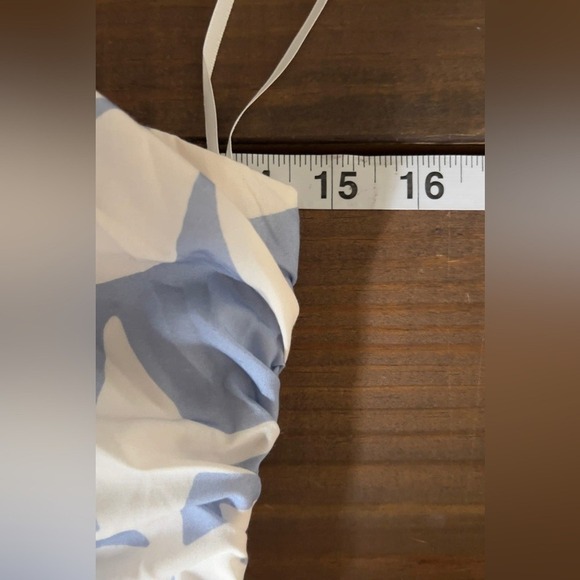 Commense  Blue and‎ Cream One-Shoulder Dress with ruching on the side XS - Picture 4 of 5